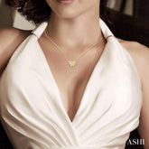 1/10 Ctw Butterfly Petite Round Cut Diamond Fashion Pendant With Chain in 10K Yellow Gold